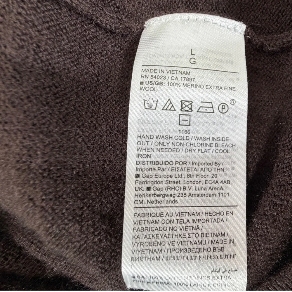 Banana Republic Merino Wool Turtleneck L Sweater Chocolate Brown Classic Preppy